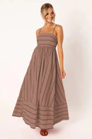 Spring And Summer Striped Vest Backless Large Swing New Dress For Women, Collarless And Sleeveless Oversized Swing Dress