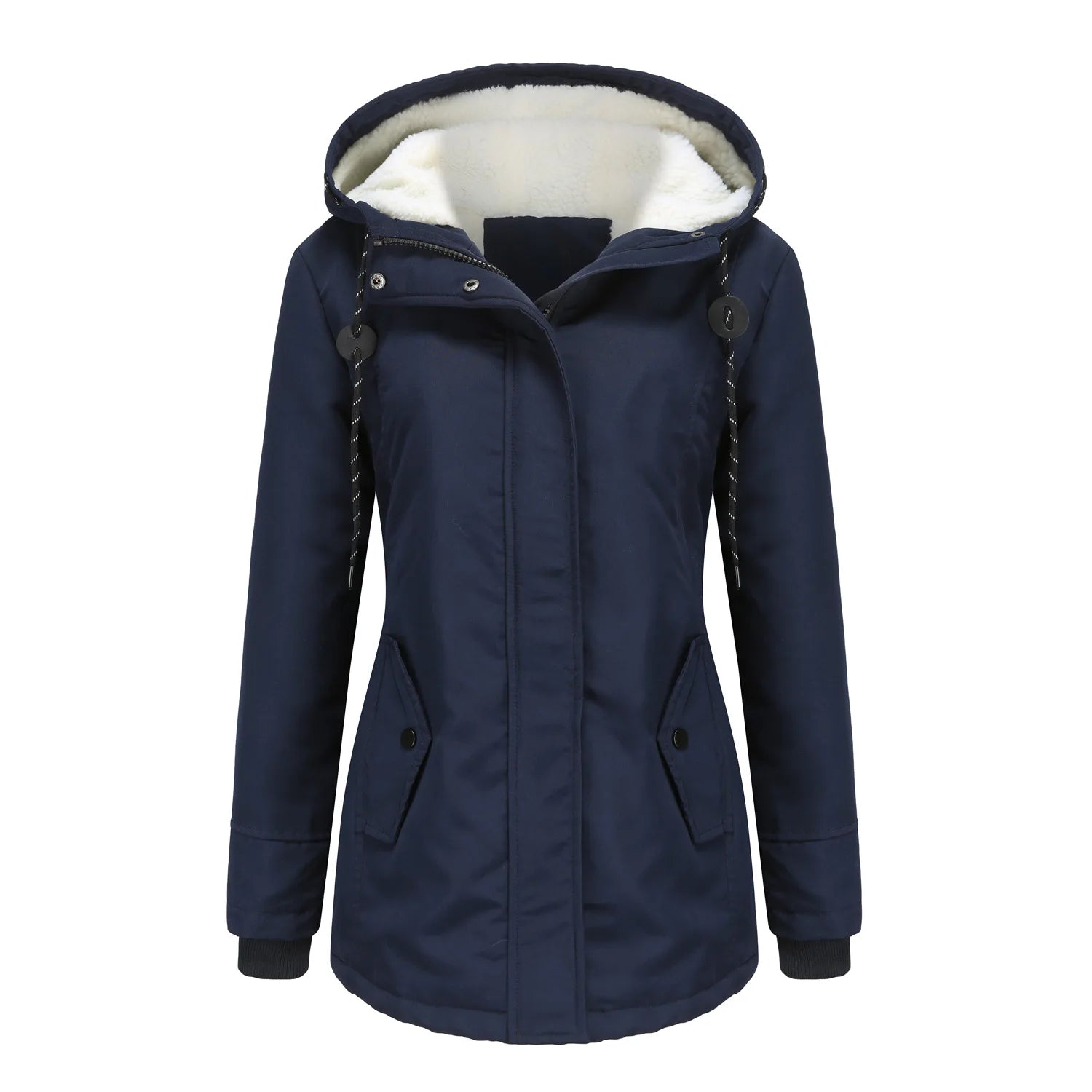 Women's Warm Hooded Parkas, Thick Plush Coats, Female Mid-Long Cotton Jacket, Winter Outwear, Big Size, S-5XL