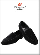 Piergitar 2022 Handmade Meteor Shower Design Velvet Men's Loafers British Style Classic Slip-On Men Smoking Slippers Plus Size