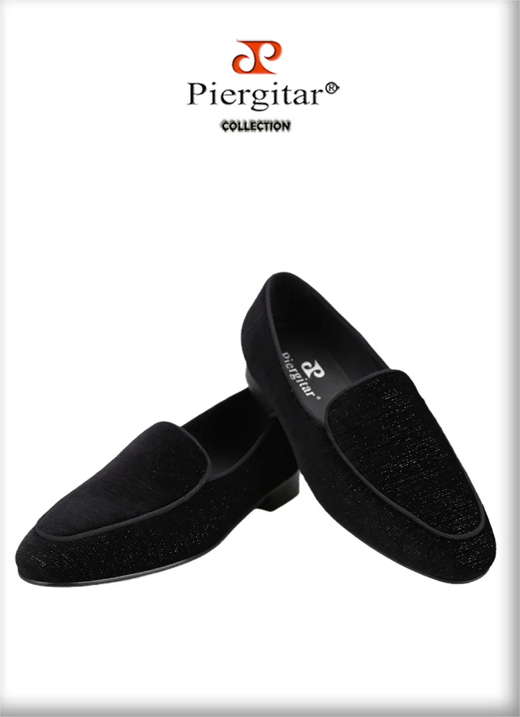Piergitar 2022 Handmade Meteor Shower Design Velvet Men's Loafers British Style Classic Slip-On Men Smoking Slippers Plus Size