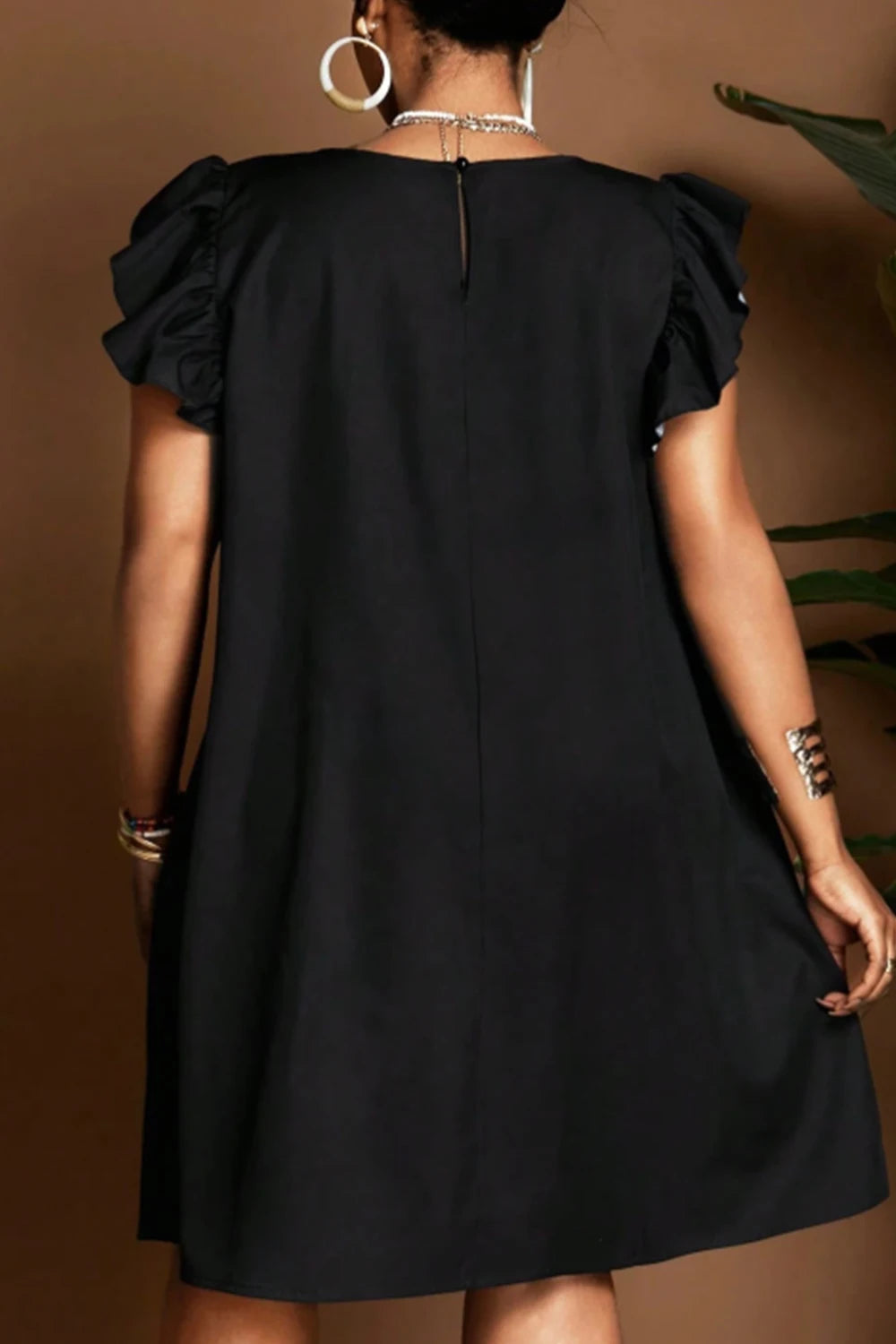 Women's Plus-Size Mini Dress Round Neck Floral Print