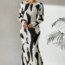 Long Sleeve Crew Neck Open Back Tie Up Women Bodycon Dress Maxi Women Outfit