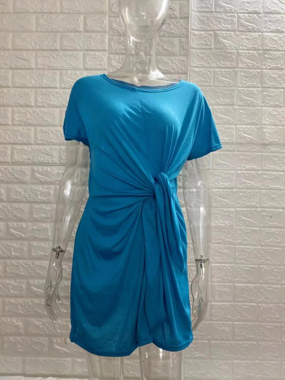 Women's Short Sleeve Asymmetrical Lace Up Dress