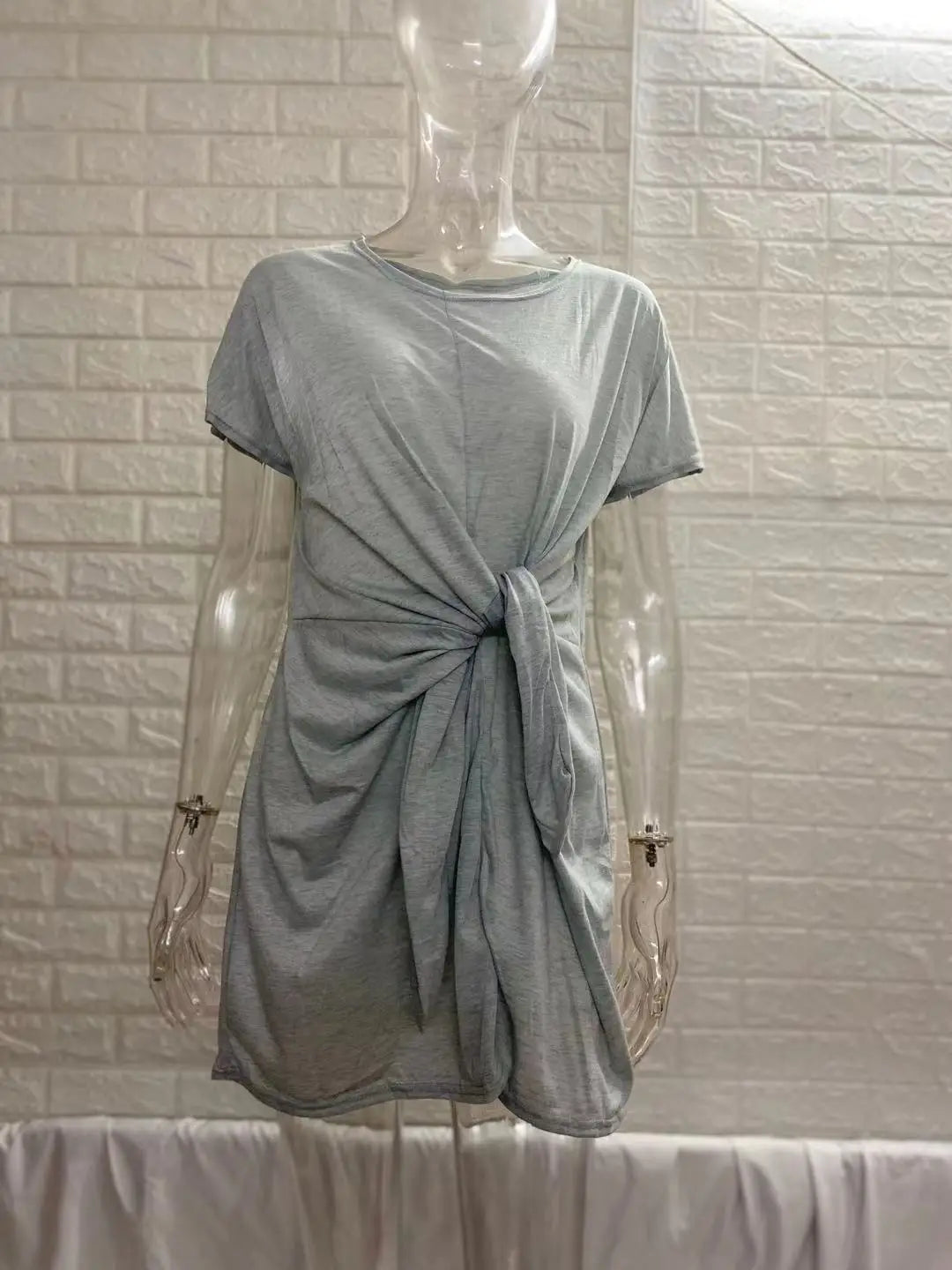 Women's Short Sleeve Asymmetrical Lace Up Dress