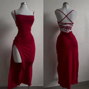 2025 explosive new Black WineRed dress summer high sensibility halter strap Spice Girl bag hip dress