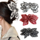 Cotton Cashew Flowers Printing Butterfly Hair Clips