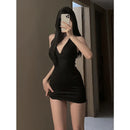 Nightclub party mini dress 1Pc Sexy women Uniform V neck Slim backless one-piece dress