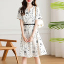 Midi-length Satin Woman Dress with chiffon