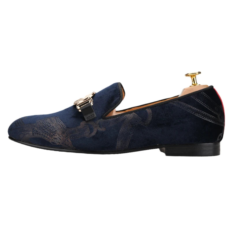 Men's Classic Loafers With Paisley Printing Made By Hand In Court Style