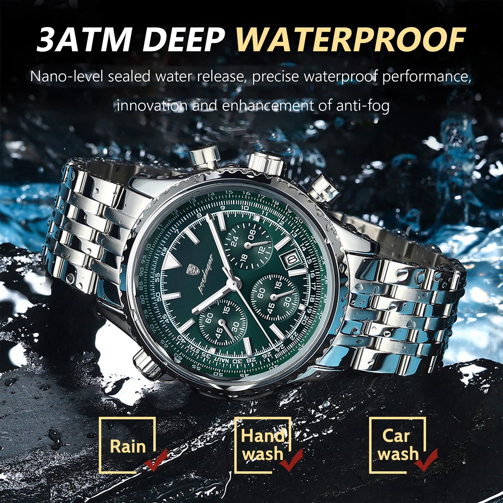 Men Waterproof Luminous Date Chronograph Watch