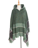 New Autumn Winter Fishbone Pattern Women's Hooded Cape Pullover Cape Women Poncho Lady Capes Black Cloaks