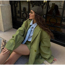 Solid Color Lapel Suit Woman Loose Long Sleeves Double Breasted Jackets Casual Versatile Chic Women's Spring Summer New Coats