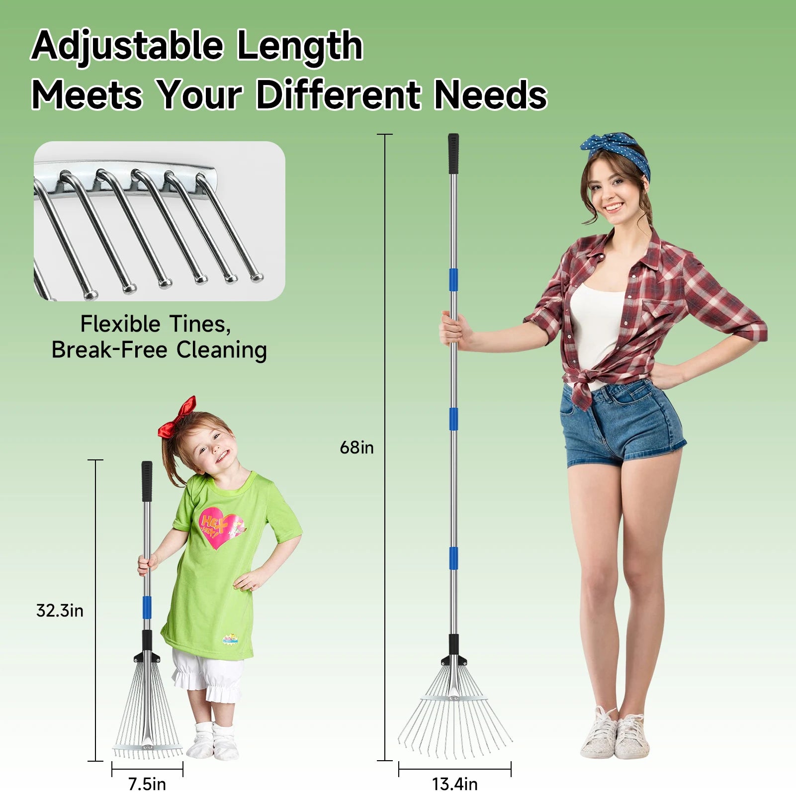 160CM Metal Garden Rake With Adjustable Handle