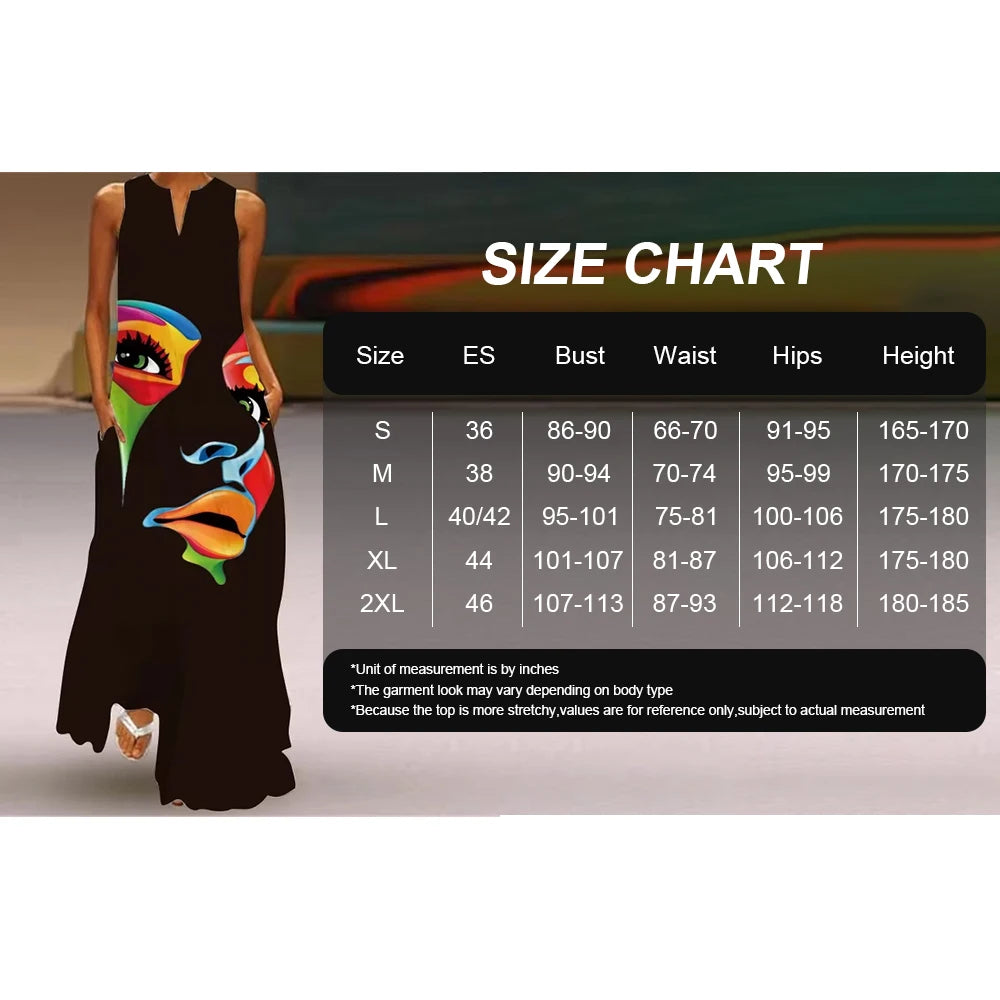 Women'S Dress Fashion Floral Print Dress Women'S Elegant Sleeveless Evening Gown Women'S Plus-Size V-Neck Vest Pocket Dress