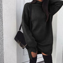 Women's Oversized Turtleneck Asymmetrical Pullover Dress