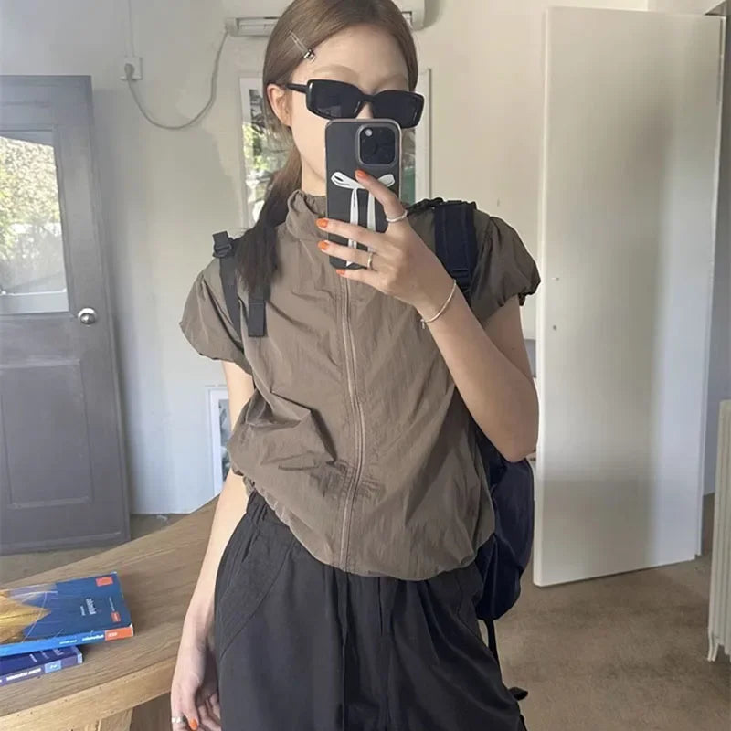 SMVP American Vintage Sports Jackets Women Mountaineer Short Sleeve Sun-proof Coat Female Summer Thin Zipper Quick Drying Jacket
