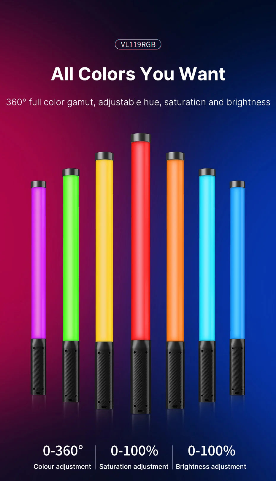 Handheld RGB Colorful Stick Light