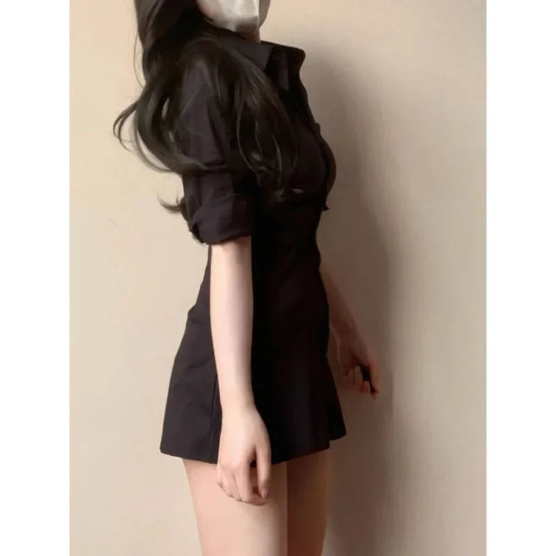 Slimming Smoothing Sexy Medium-Length Dress for Women Niche Design Sensibility Waist Fitted Dress