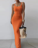 Gradient Printed Long Dress Summer New Women's Fashionable Printed Sexy Sleeveless Suspender Slim Fit Hip Hugging Long Dress