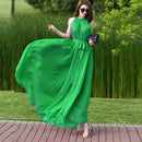 Sleeveless Chiffon Maxi Satin Long Silk Dress