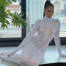 Women's Sexy Long Sleeves Dresses Black White Dresses Party Night Club Clothing