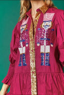 Women Long Sleeve Sequin Shirt Dress