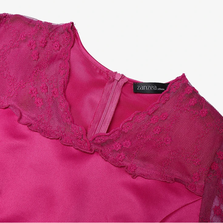 Lace V-Neck Satin Dress