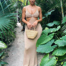 Women's backless spaghetti strap dress Beach Style Slim Evening Dress