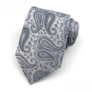 Fashion 8CM Mens Necktie Silver Light Grey Color Stripes Floral Plaid Ties For Man Groom Neck Tie For Business Wedding Party