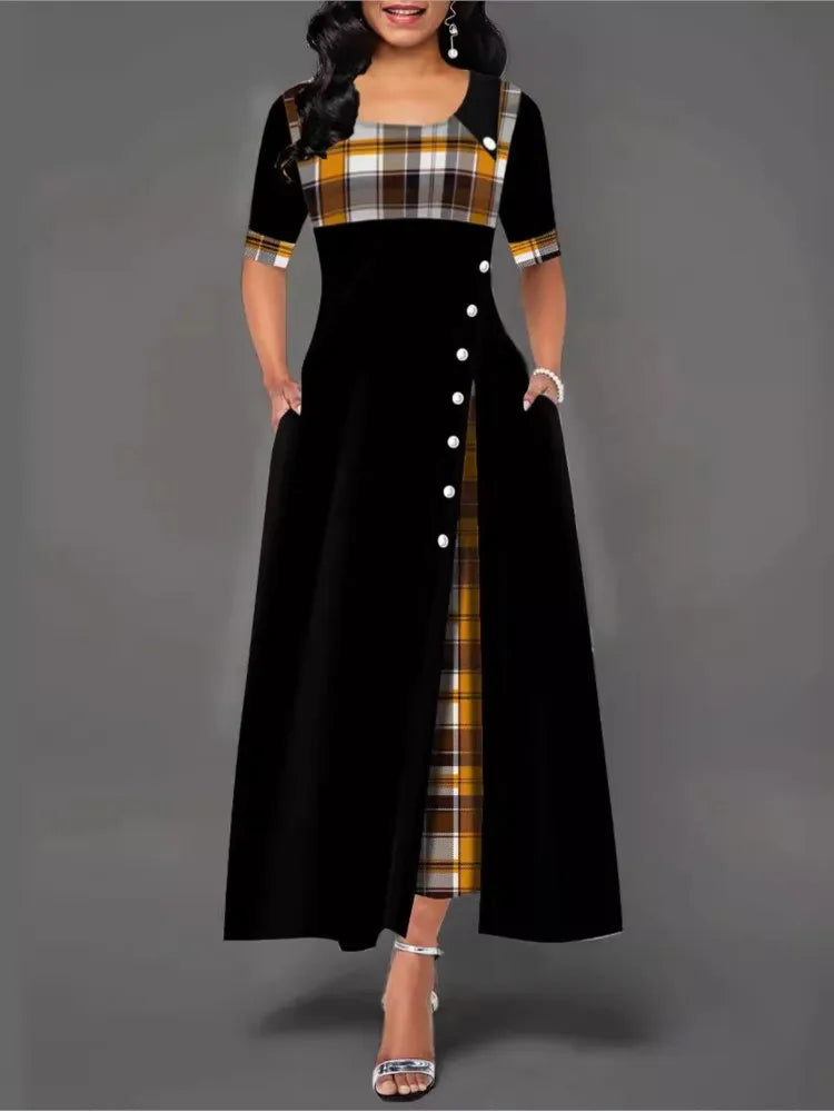 Women's O Neck and Half Sleeves Dress
