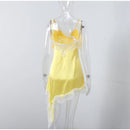 Sexy Sling Dress Women V Neck Hollow Out Backless Patchwork Lace