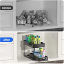 BathroomUnder Sink Sliding Drawers Shelves Black Cabinet Rack