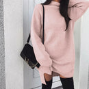 Women's Oversized Turtleneck Asymmetrical Pullover Dress