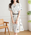Midi-length Satin Woman Dress with chiffon