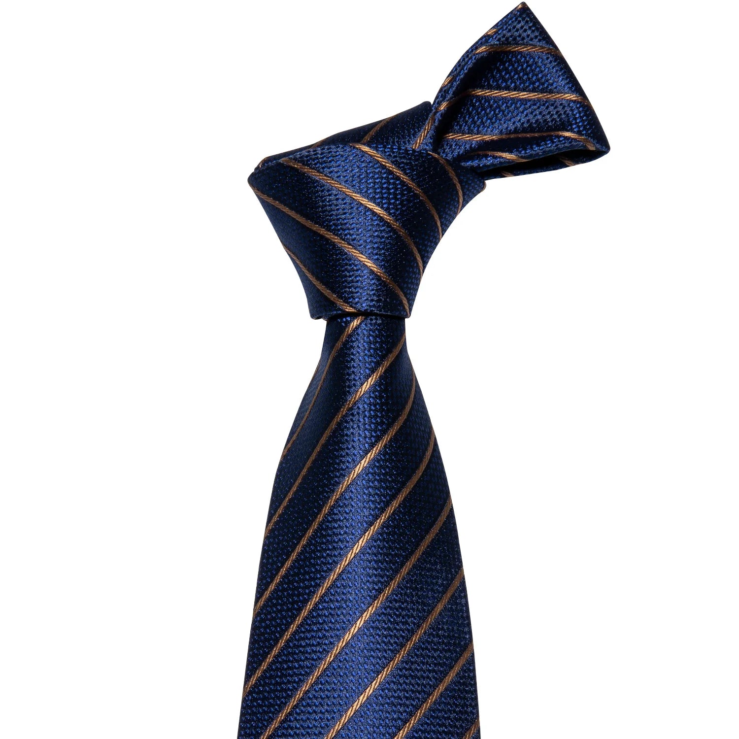 Men Tie Gold Navy Blue Striped Silk Tie Barry.Wang 3.4" Jacquard Party Wedding Woven Fashion Designers Necktie For Men Business