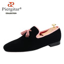Piergitar 2023 Classic Black Velvet Slip-On Slippers Shoes Handmade Pink Suede Men's Loafers For Party And Wedding Plus Size