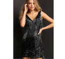 Women's V-neck Deep Sleeveless Pencil Dresses with Fringes