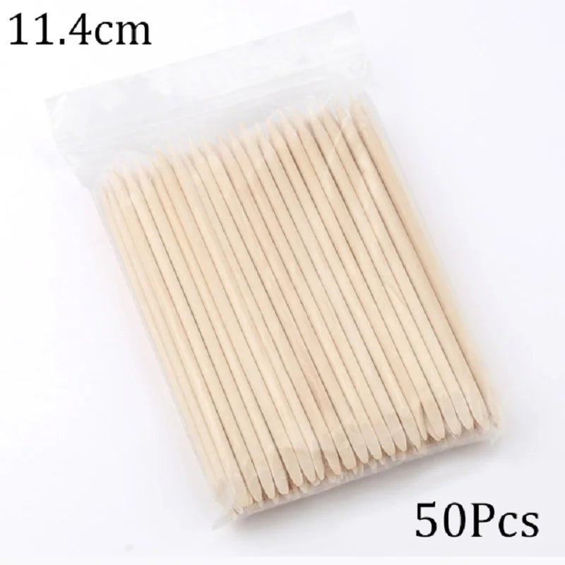 100/50Pcs Orange Wood Nail Sticks