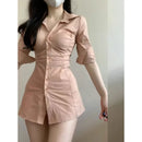 Slimming Smoothing Sexy Medium-Length Dress for Women Niche Design Sensibility Waist Fitted Dress