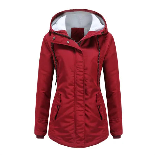 Women's Warm Hooded Parkas, Thick Plush Coats, Female Mid-Long Cotton Jacket, Winter Outwear, Big Size, S-5XL