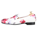 Piergitar White Color Fabric Of China Oil Painting Style Men's Loafers For Fashion Party And Wedding Handmade Slip-On Flats