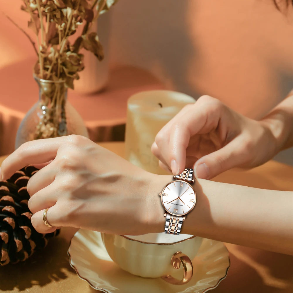 Luxury Fashion Rose Gold Stainless Steel Watch