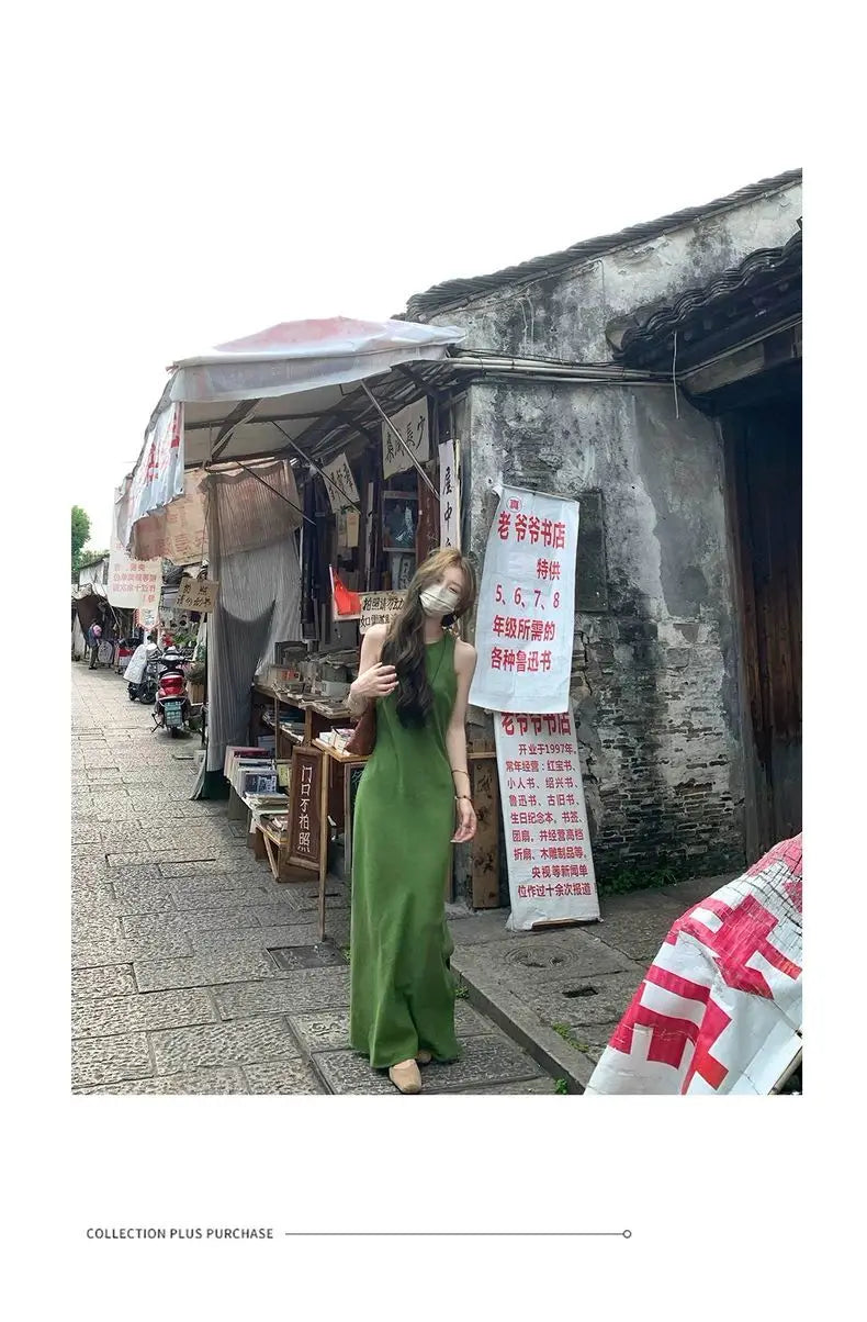 Ramie Linen Slip Dress 2025 Summer Women Sleeveless Maxi Dress Organic Minimalist Aesthetic Waist Defined Sustainable ResortWear