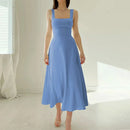 Women's Sleeveless Square Neck Back Lace Dress
