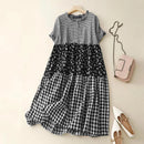 ZANZEA Women Plaid Long Dress 2024 Summer Holiday Pleating Stitching Shirt Dress Casual Loose Short Sleeve Robe Fashion Sundress