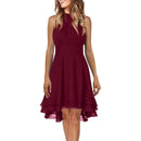 Women's Sleeveless Chiffon High-Waist Layered Halter Dress