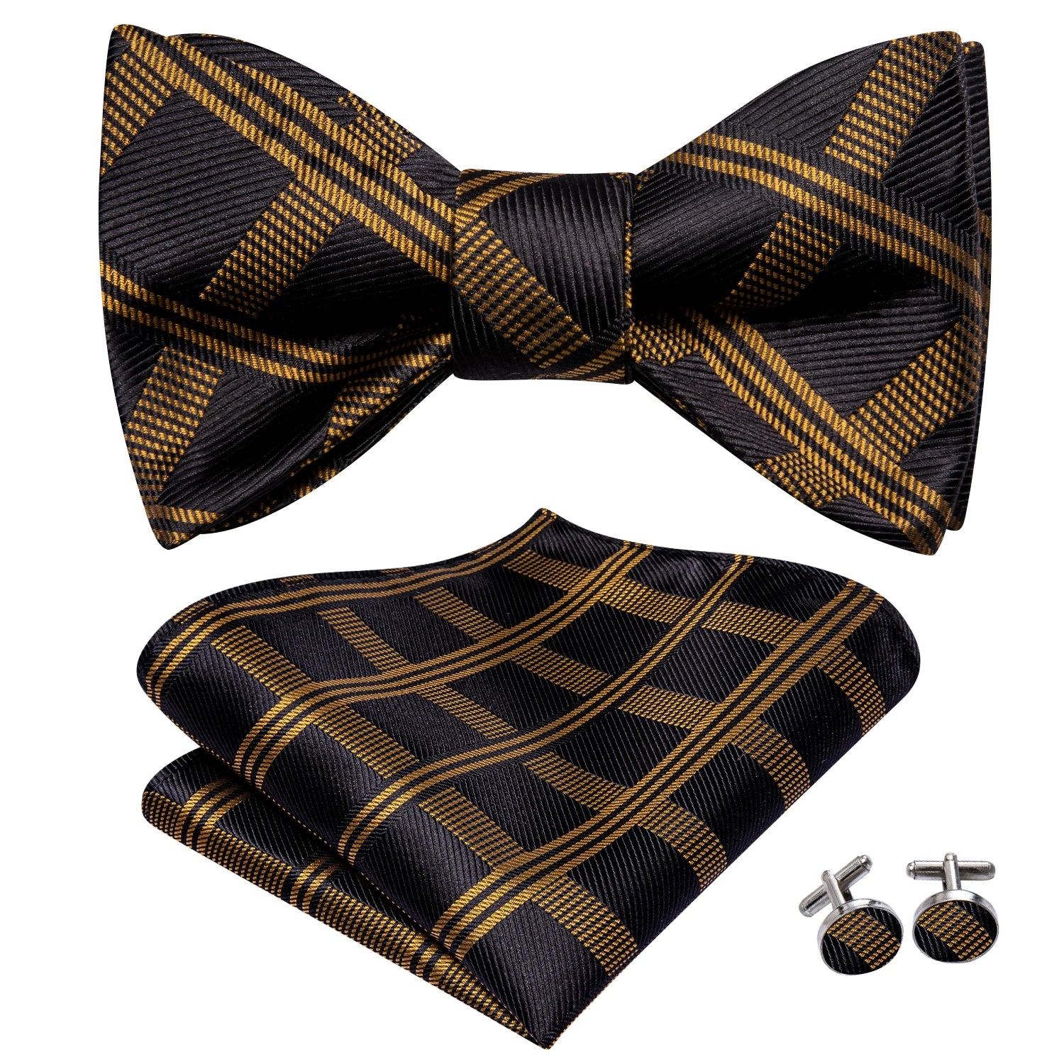 Hi-Tie Red Black Purple Paisley Mens Bow Tie Hanky Cufflinks Set Self-tied Butterfly Knot Bowtie for Male Wedding Business