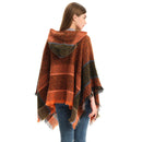 New Autumn Winter Fishbone Pattern Women's Hooded Cape Pullover Cape Women Poncho Lady Capes Black Cloaks