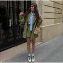 Solid Color Lapel Suit Woman Loose Long Sleeves Double Breasted Jackets Casual Versatile Chic Women's Spring Summer New Coats