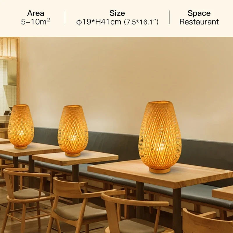 Contemporary Bamboo Weaving Table Lamp